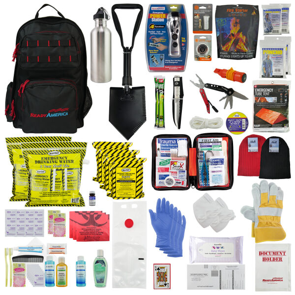 Ready America 2-Person Elite Emergency Survival Kit – 72-Hour Backpack with Food, Water, Power Station, 107-Piece First Aid Kit, Tactical Tools & Disaster Preparedness Supplies