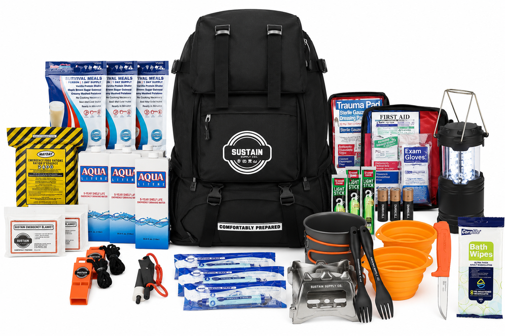 Sustain Supply Comfort Emergency Kit for 2 People, 72 Hour Backpack