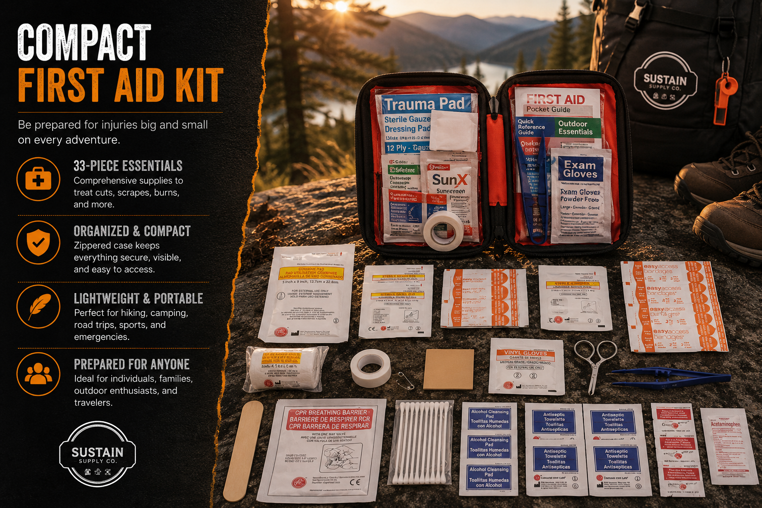 Sustain Supply Comfort Emergency Kit for 2 People, 72 Hour Backpack