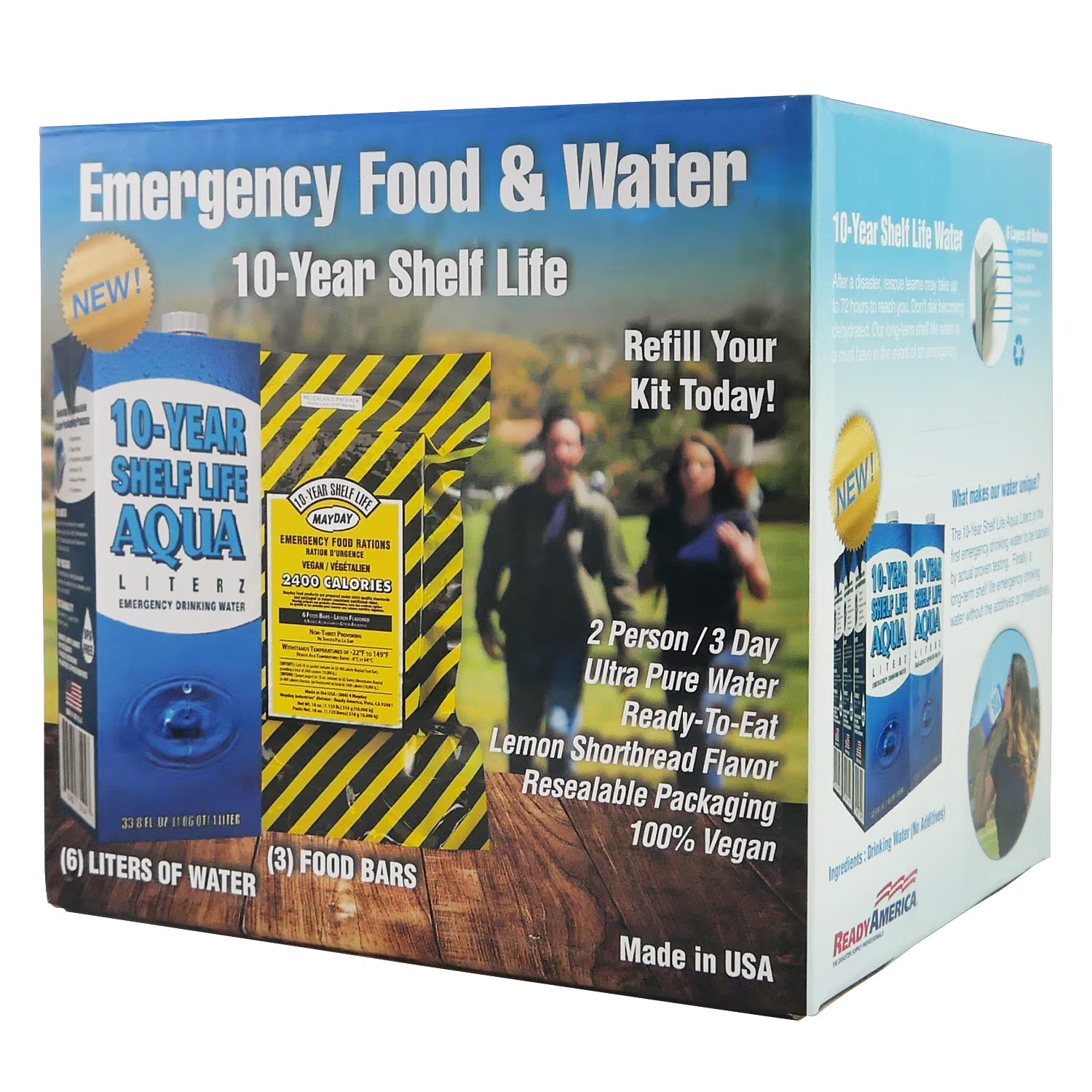 10 Year Food and Water Kit for 2 People, 72 Hour Emergency Supply
