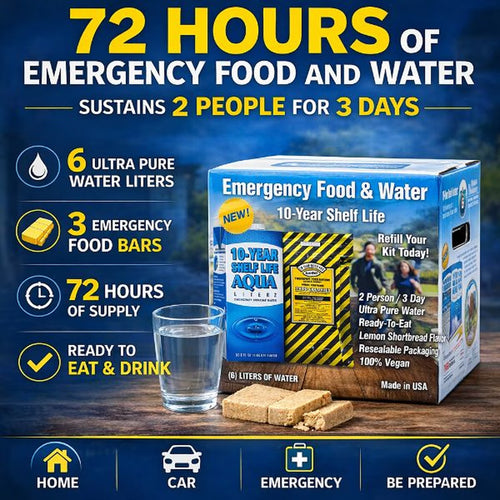 10 Year Food and Water Kit for 2 People, 72 Hour Emergency Supply